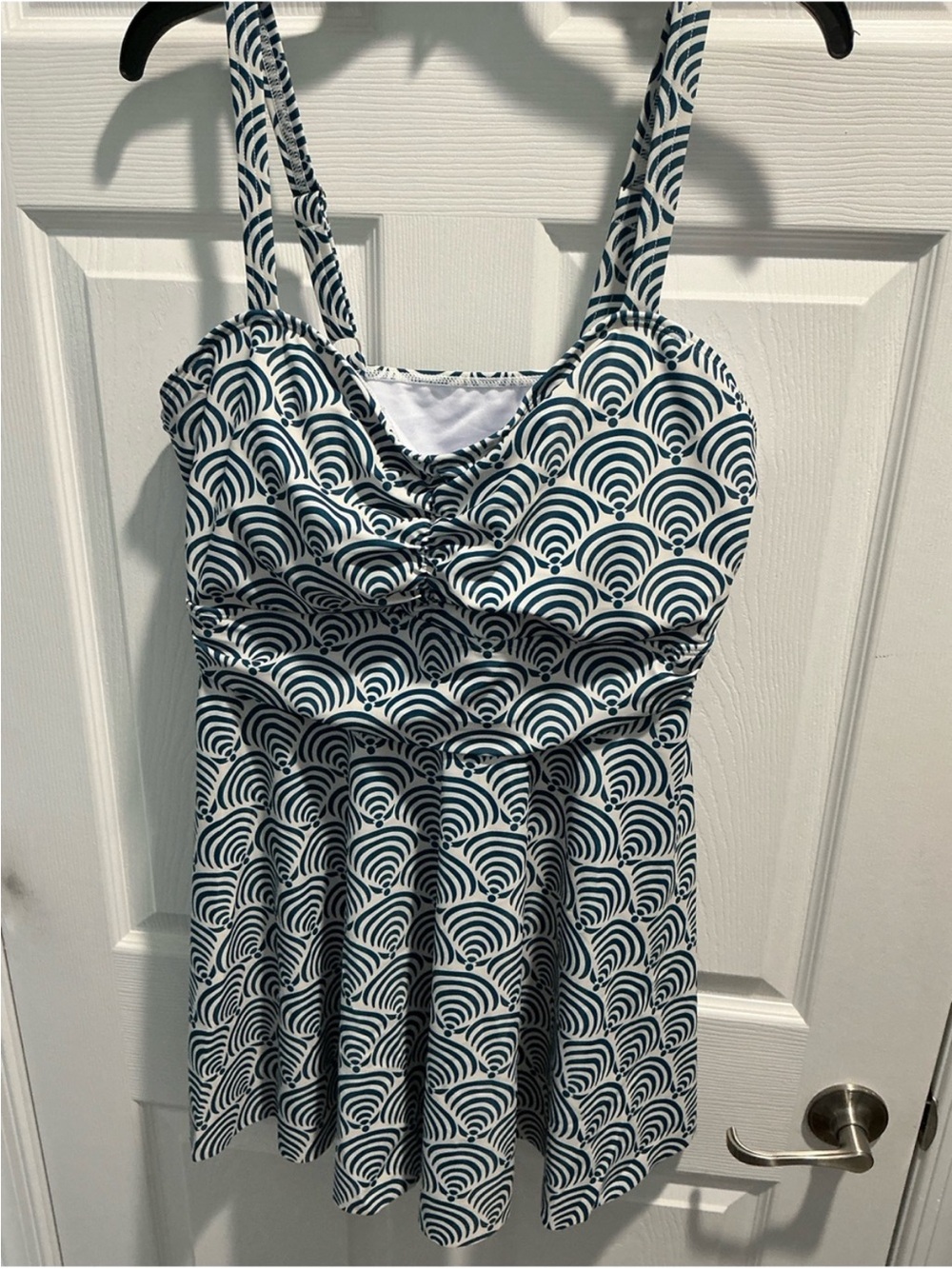 Sold ** BloomChic Navy and White Swim Mini with Geometric Fans - Picture 2 of 12